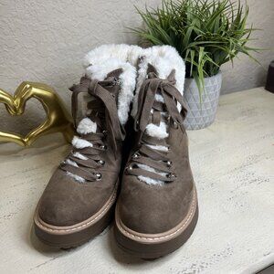 Madden NYC Faux Fur Cuff Lace Up Women's Brown Boots Size 9